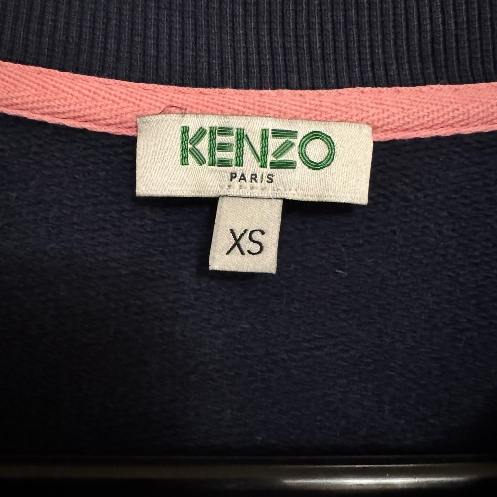 KENZO Paris Floral Embroidered Half Zip Sweatshirt Navy Blue Women’s XS - Picture 7 of 9